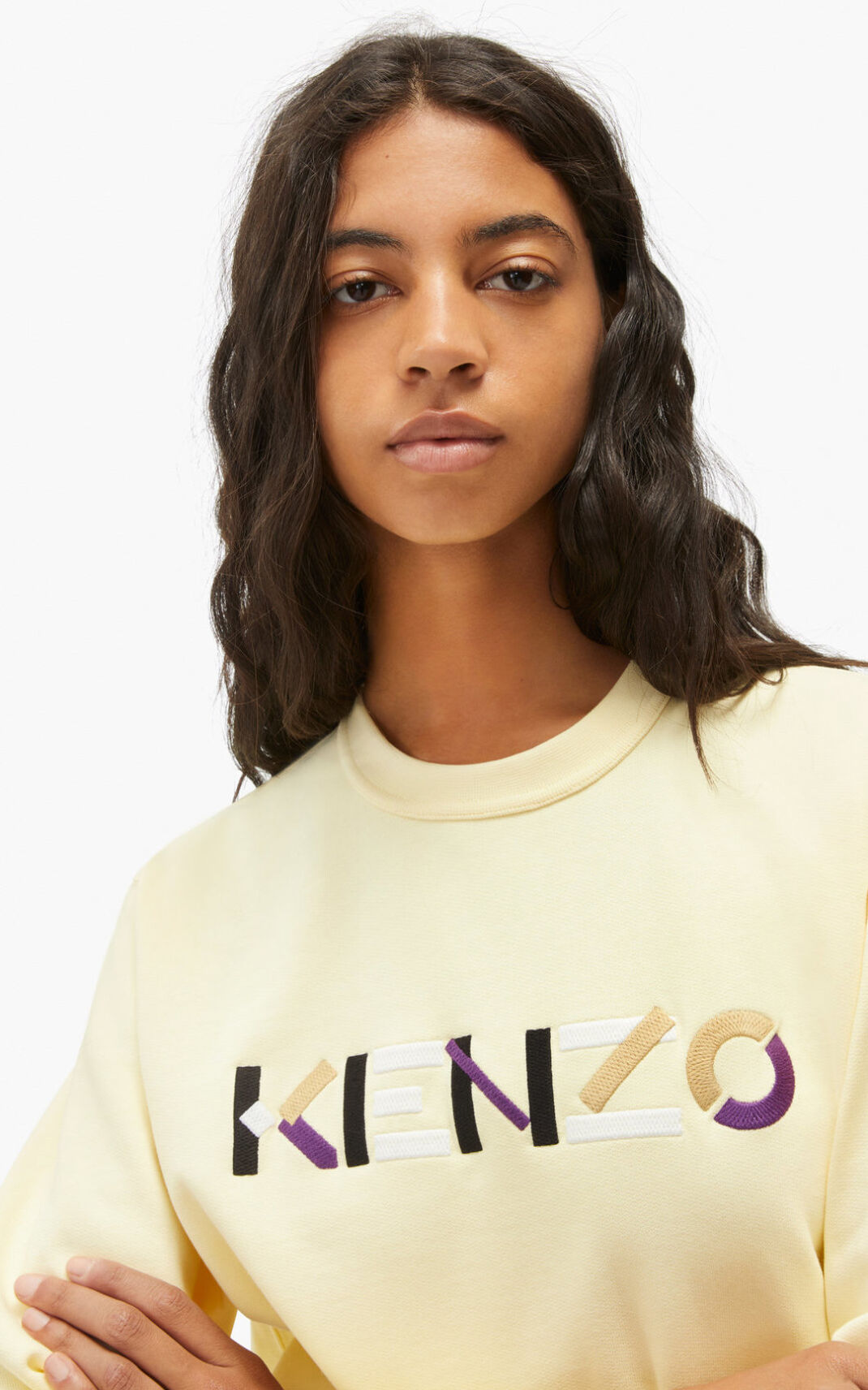 Kenzo Logo Sudadera Mujer Creme | 7593208-ZM